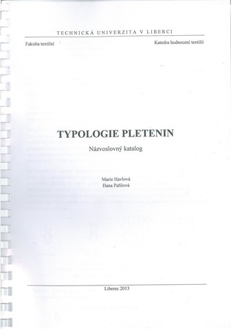 Typologie pletenin - názvoslovný katalog